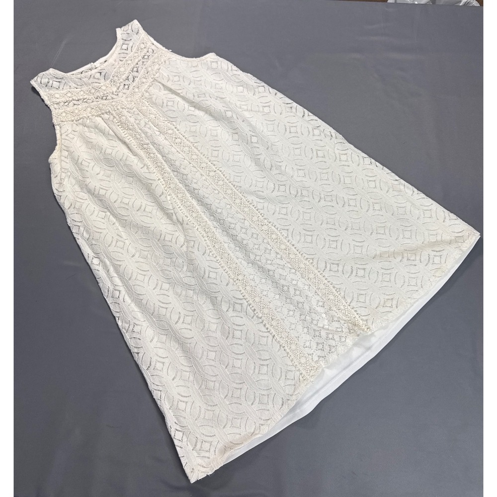 Xhilaration Cream Lace Crochet Mini Dress Sleeveless Boho Style Womens Size S